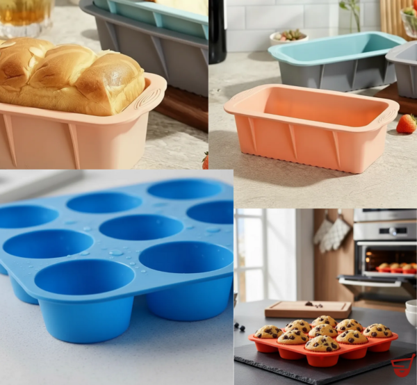 Set Molde Silicona Muffins Y Budinera Antiadherente Horno