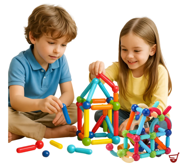 Juego Bloques Magneticos Armar Barra Iman Niños Didactico 42 Bloques