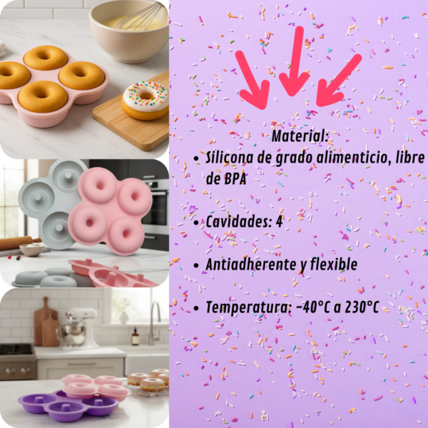 Molde Silicona Antiadherente 4 Cavidades  Horno Pack 2 Cocina