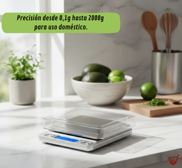Balanza Cocina Mini Pesa Digital Gramera De 2 Kilos 2 Bolws 2 Kg Plateado