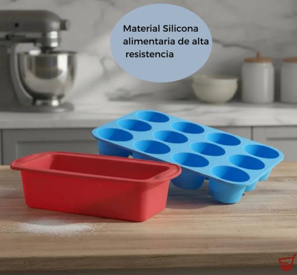 Set Molde Silicona Muffins Y Budinera Antiadherente Horno