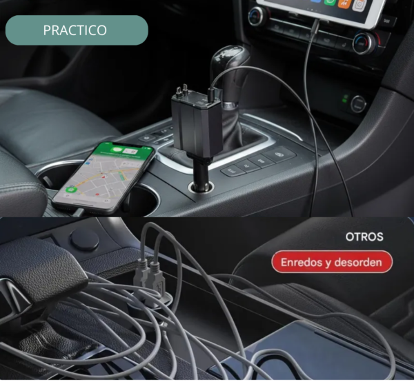 Cargador Auto Retráctil Multiple Coche Carga Rápida 4 En 1 Surtido