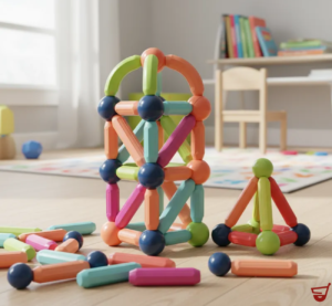 Juego Bloques Magneticos Armar Barra Iman Niños Didactico 42 Bloques