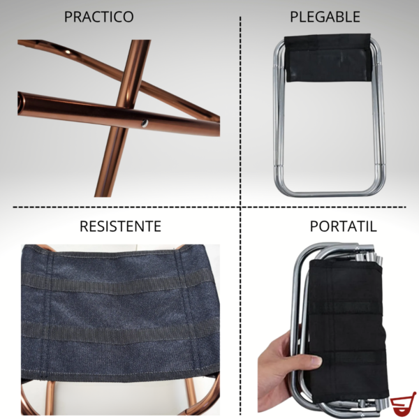 Silla Banqueta Plegable Portátil Resistente  Camping Pack 2