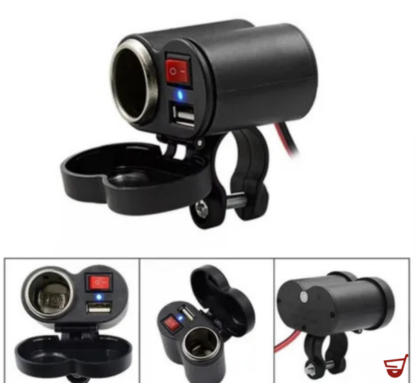 Cargador Usb Moto Toma 12v Adaptador Soporte Encendedor