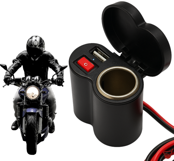 Cargador Usb Moto Toma 12v Adaptador Soporte Encendedor