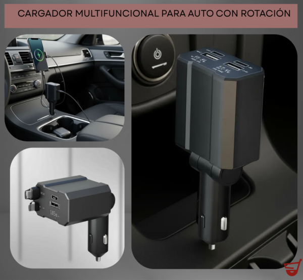 Cargador Auto Retráctil Multiple Coche Carga Rápida 4 En 1 Surtido