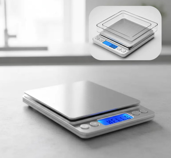 Balanza Cocina Mini Pesa Digital Gramera De 2 Kilos 2 Bolws 2 Kg Plateado