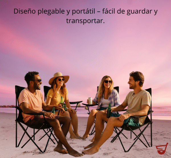 Silla Camping Reforzada Plegable Con  Apoya Brazo Y Portavaso