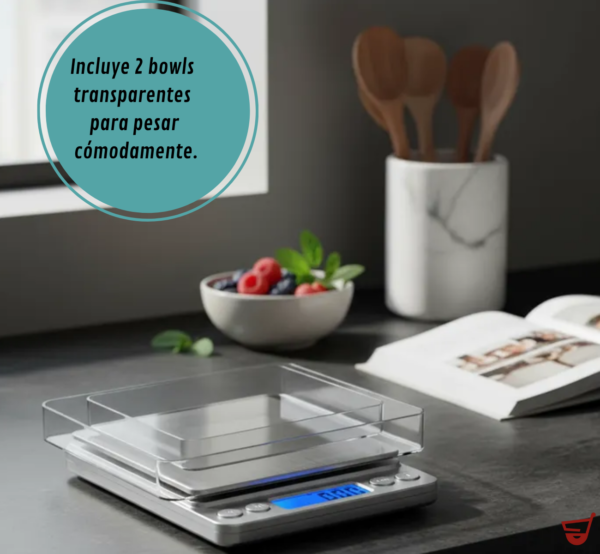 Balanza Cocina Mini Pesa Digital Gramera De 2 Kilos 2 Bolws 2 Kg Plateado