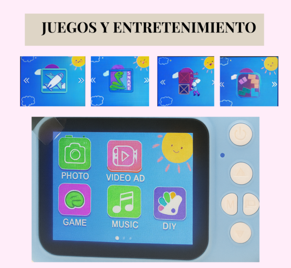 Camara Digital Infantil Fotos Video Recargable  Juegos Niños