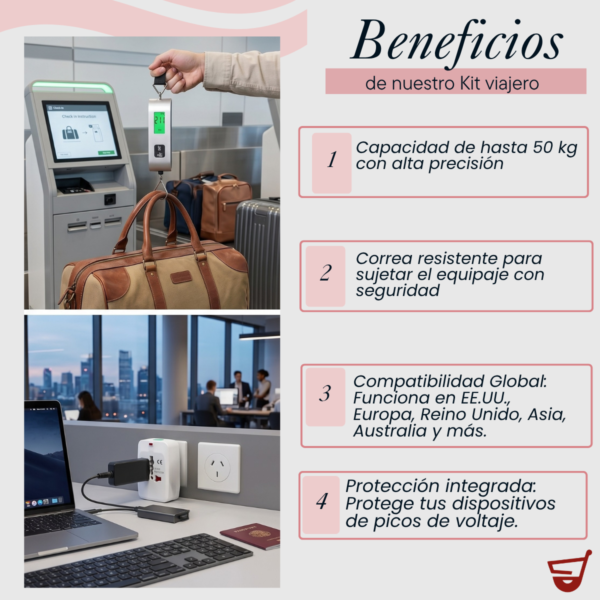 1 Balanza Digital Viajera Precisión Y 2 Adaptadores Universal