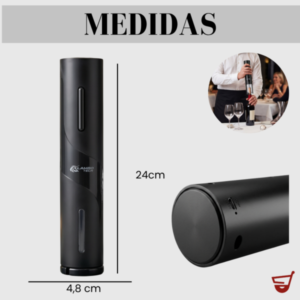 10 Sacacorchos Automatico Recargable Usb Cortador Vino Botellas Negro
