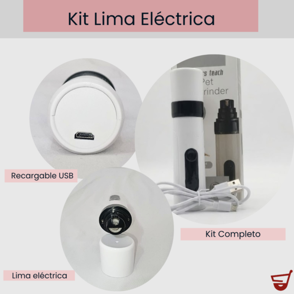Lima Electrica Uñas Mascotas Perros Silenciosa Recargable Blanco Grande - Mediano - Chico