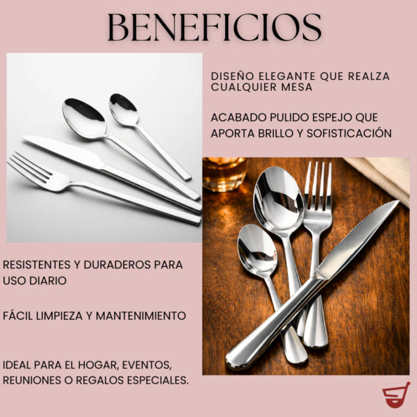 2 Set Cubiertos 24 Piezas Acero Inoxidable Cuchillo Elegante