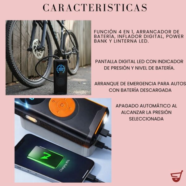 2 Arrancador Compresor Bateria Auto Moto Portatil Inflador 5v