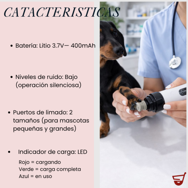 Lima Electrica Uñas Mascotas Perros Silenciosa Recargable Blanco Grande - Mediano - Chico