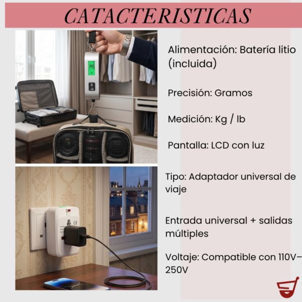 3 Balanza Digital Viajera Precisión Y 2 Adaptadores Universal