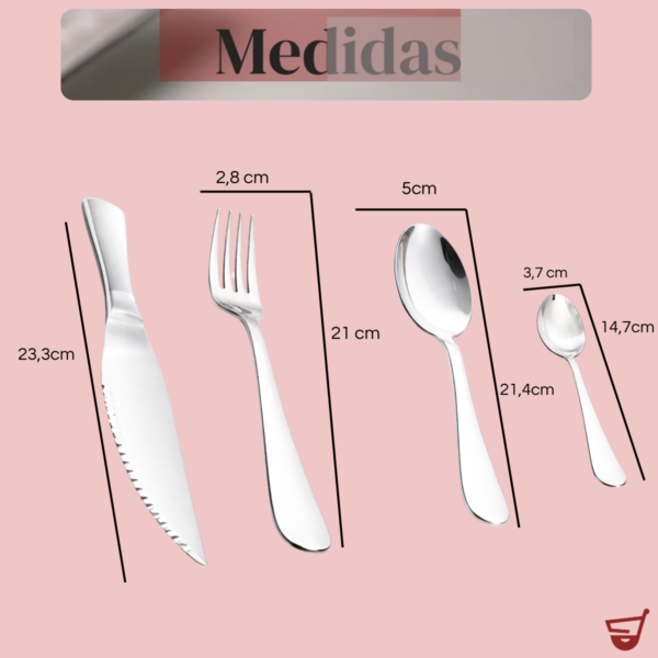 5 Set Cubiertos 24 Piezas Acero Inoxidable Cuchillo Elegante
