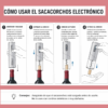 5 Sacacorchos Automatico Recargable Usb Cortador Vino Botellas Negro