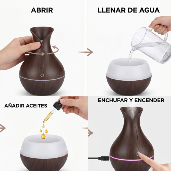Difusor Humidificador Ultrasonico Usb Aromas Led Silencioso