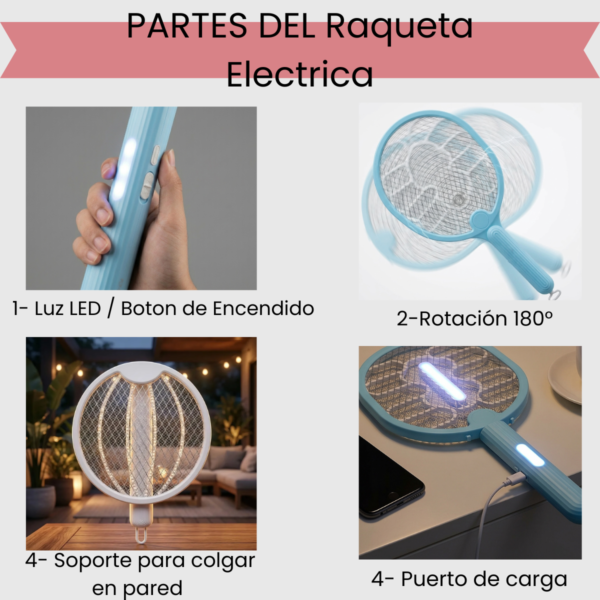 Raqueta Paleta Eléctrica Bateria Mata Mosquitos Y Moscas Surtido