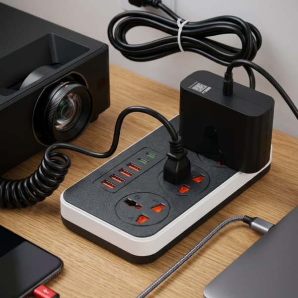 6 Alargue Zapatilla Inteligente Usb Tipo C 3 Tomas 220v