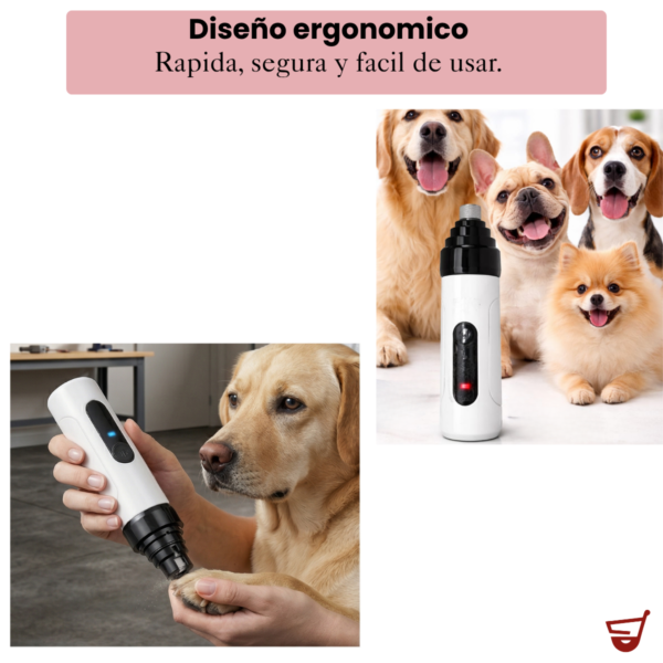 Lima Electrica Uñas Mascotas Perros Silenciosa Recargable Blanco Grande - Mediano - Chico