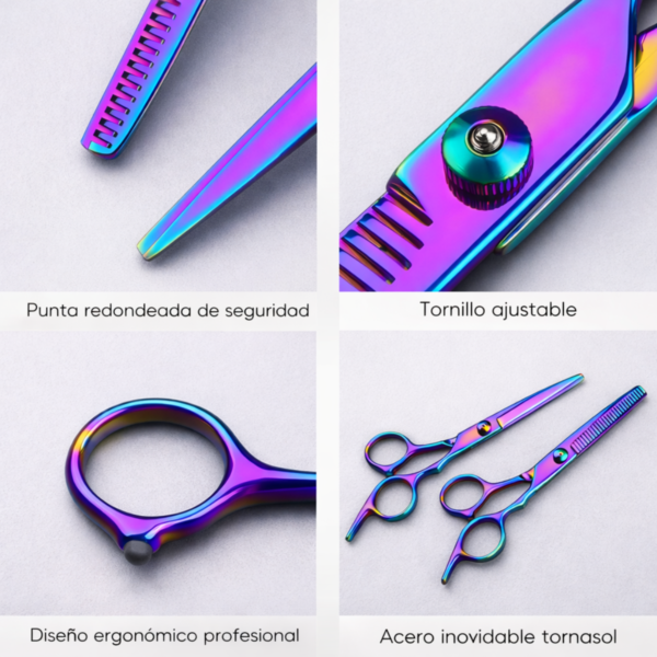 7 Kit Tijeras Profesional Peluqueria Barberia Set Peines Acero