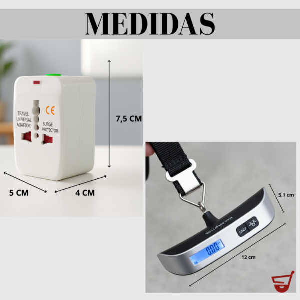 7 Balanza Digital Viajera Precisión Y 2 Adaptadores Universal