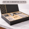 8 Set Cubiertos 24 Piezas Acero Inoxidable Cuchillo Elegante