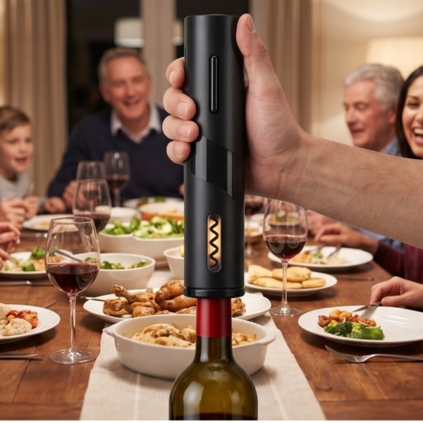 8 Sacacorchos Automatico Recargable Usb Cortador Vino Botellas Negro