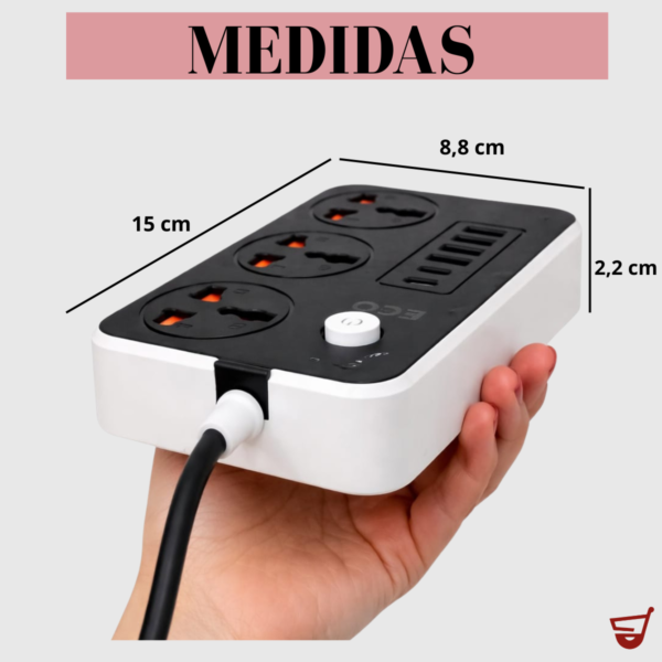 9 (1) Alargue Zapatilla Inteligente Usb Tipo C 3 Tomas 220v