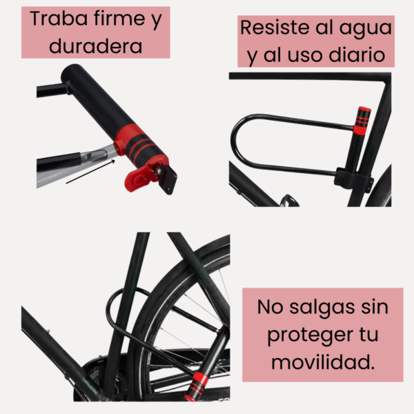9 Traba Candado Bicicleta U Lock Moto Acero Tipo Linga 120x310