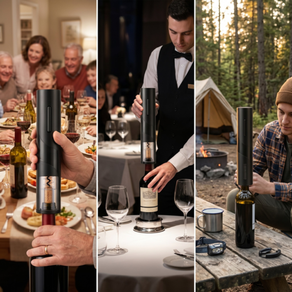 9 Sacacorchos Automatico Recargable Usb Cortador Vino Botellas Negro