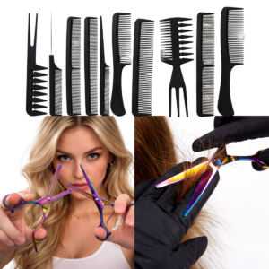 Sin título (1300 x 1200 px) (1200 x 1200 px) (6) Kit Tijeras Profesional Peluqueria Barberia Set Peines Acero