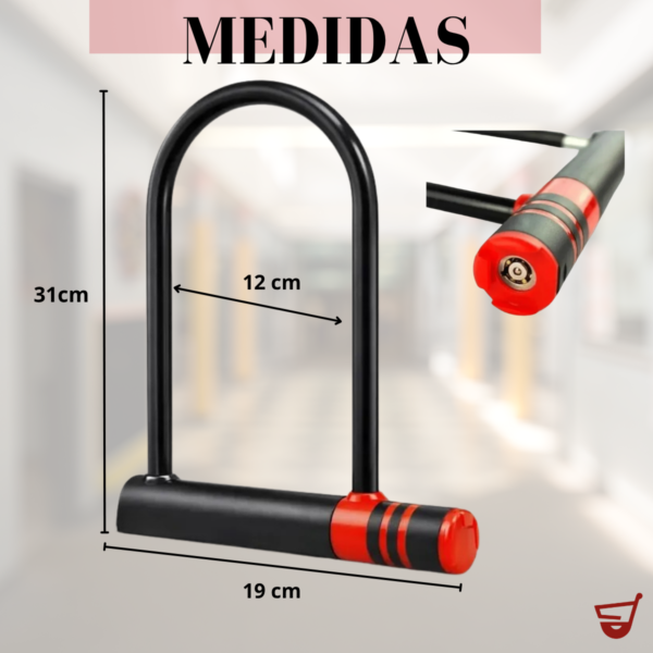 WAROS FICHA PUBLICACION (9) Traba Candado Bicicleta U Lock Moto Acero Tipo Linga 120x310